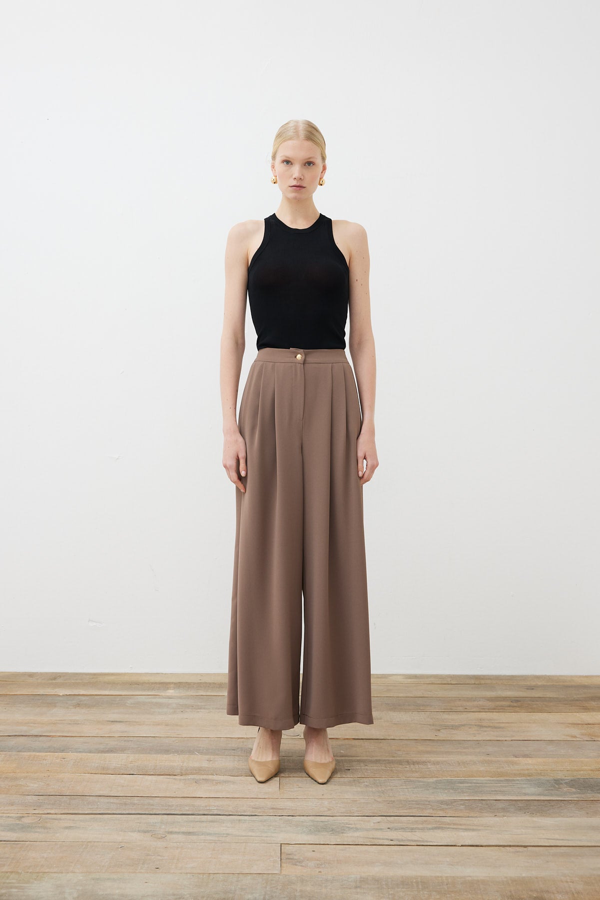 eva palazzo-hose aus kreppstoff