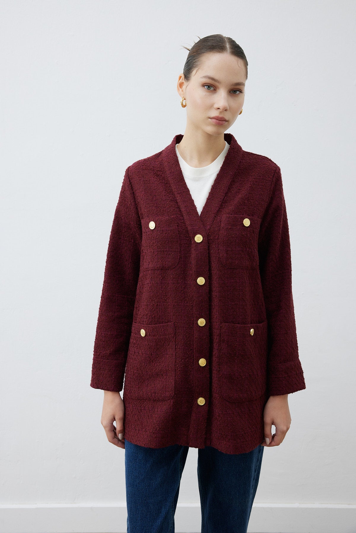 derya tweed college-cardigan