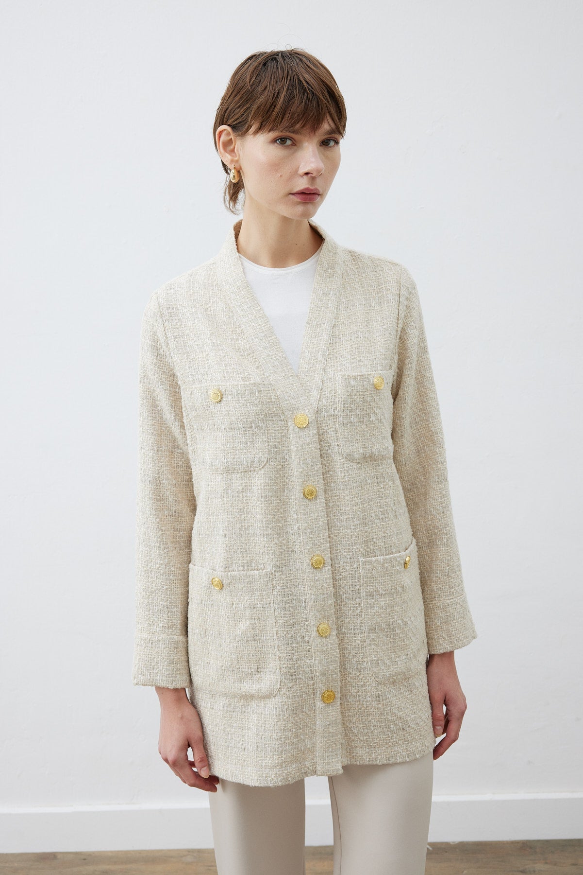derya tweed college-cardigan
