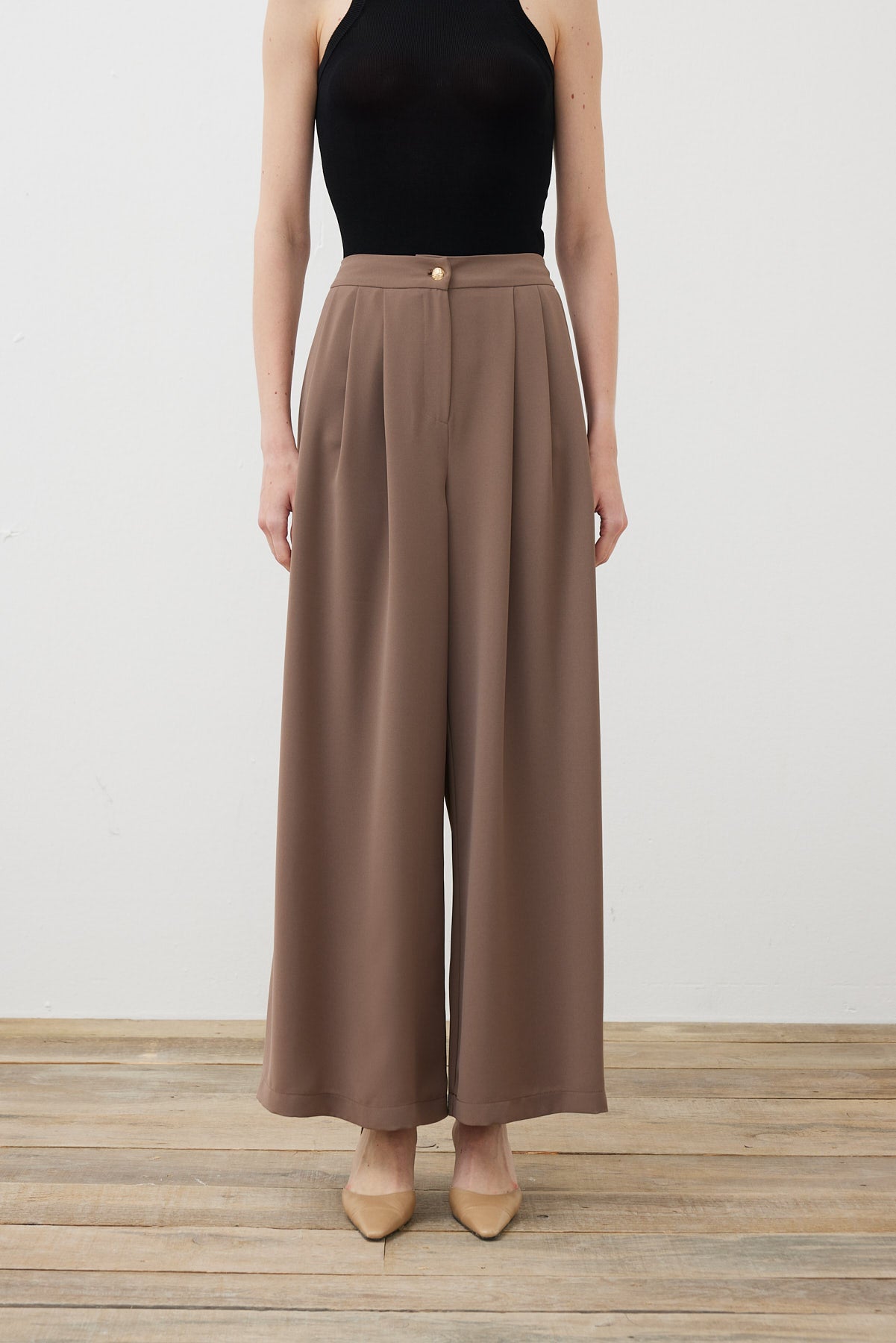 eva palazzo-hose aus kreppstoff
