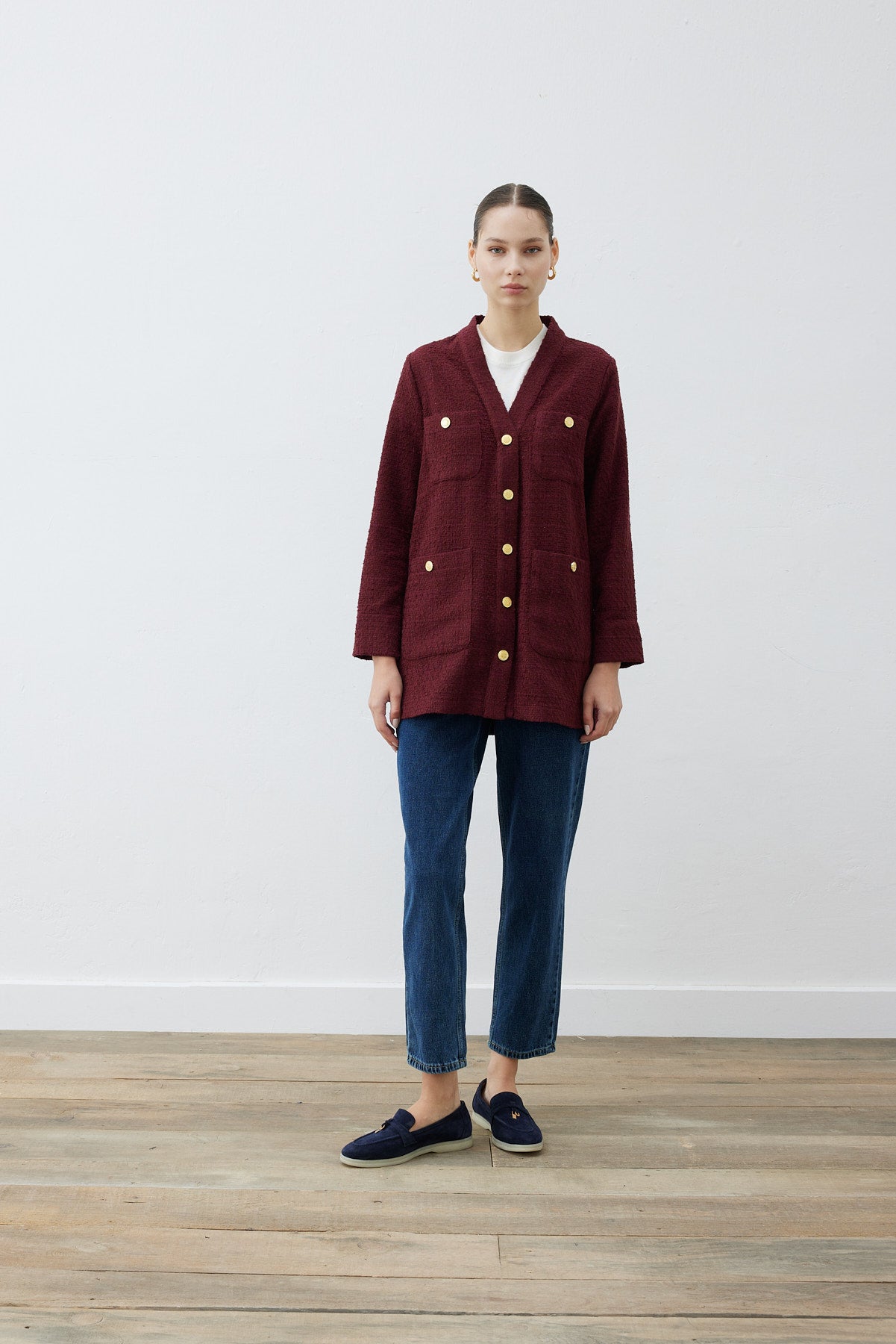 derya tweed college-cardigan