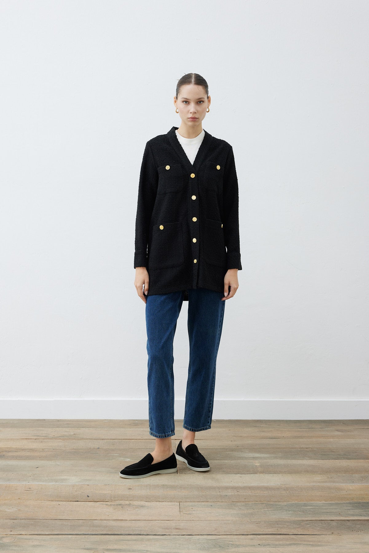 derya tweed college-cardigan