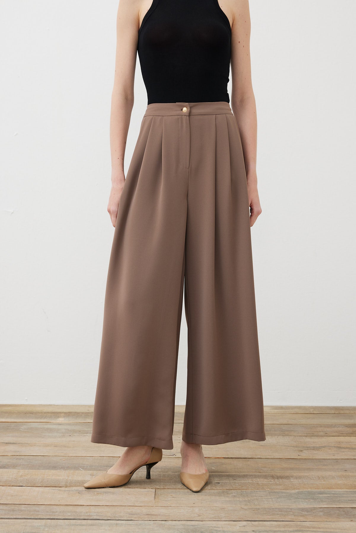 eva palazzo-hose aus kreppstoff