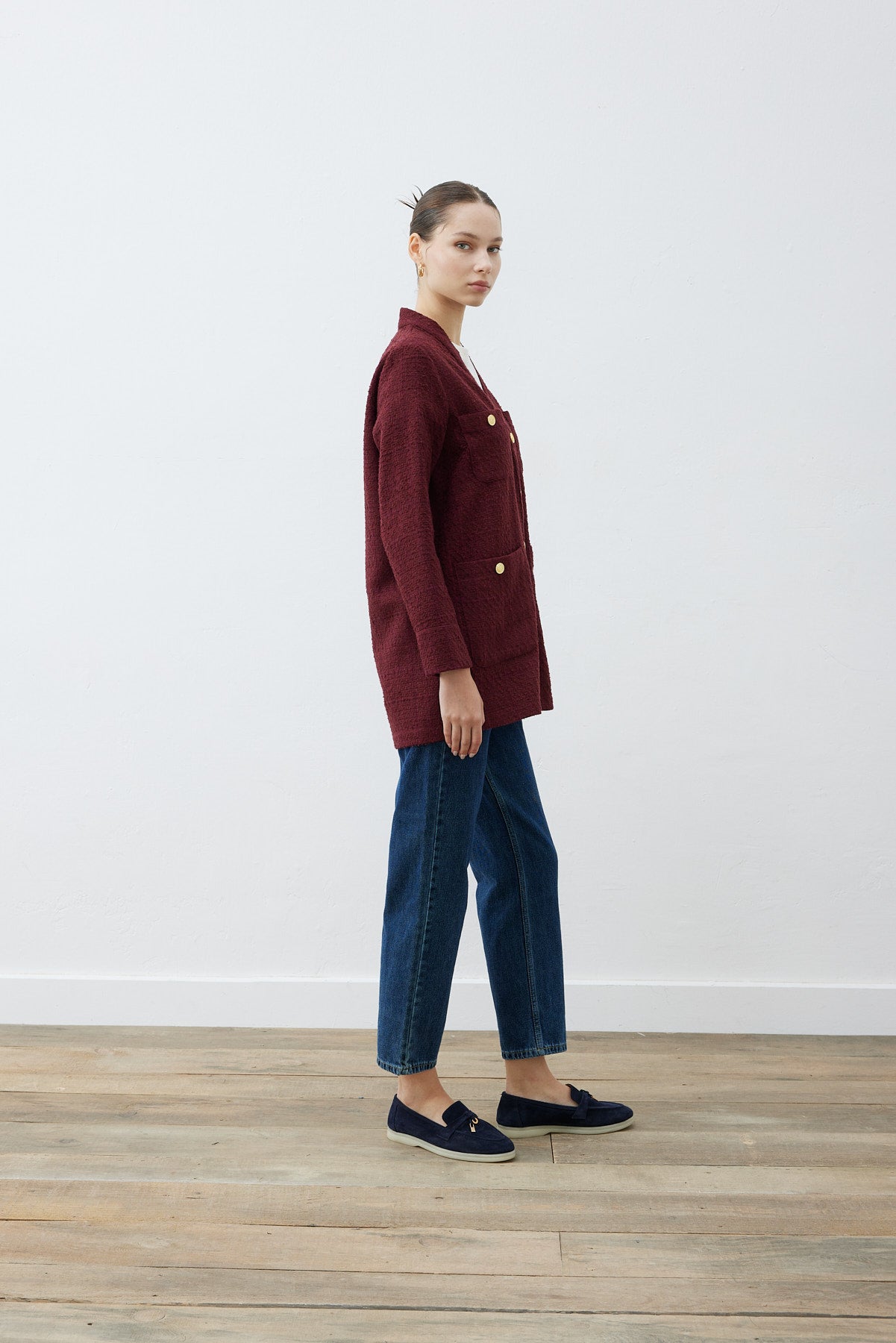 derya tweed college-cardigan