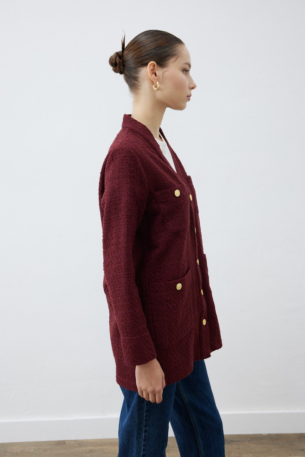 derya tweed college-cardigan