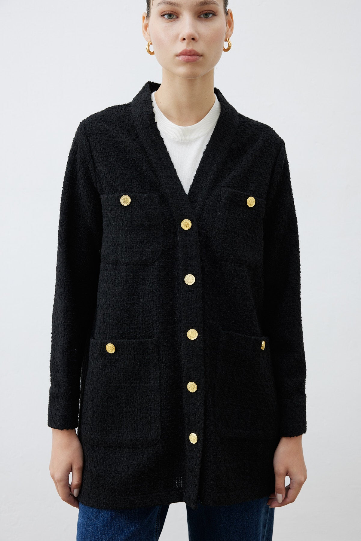 derya tweed college-cardigan